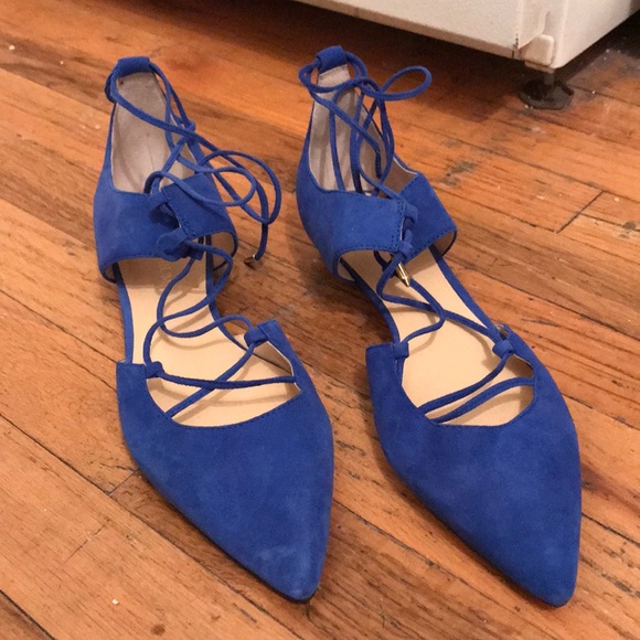 blue lace up flats
